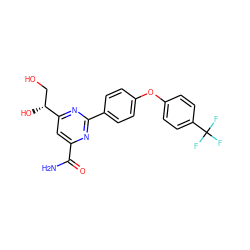 NC(=O)c1cc([C@H](O)CO)nc(-c2ccc(Oc3ccc(C(F)(F)F)cc3)cc2)n1 ZINC000147544596