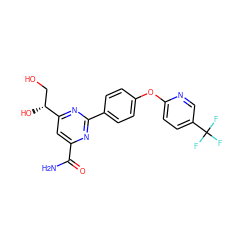 NC(=O)c1cc([C@H](O)CO)nc(-c2ccc(Oc3ccc(C(F)(F)F)cn3)cc2)n1 ZINC000147581264