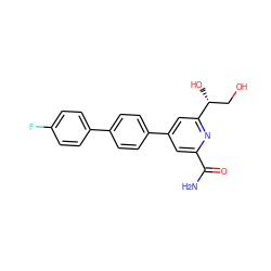 NC(=O)c1cc(-c2ccc(-c3ccc(F)cc3)cc2)cc([C@H](O)CO)n1 ZINC000114602154
