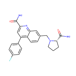 NC(=O)c1cc(-c2ccc(F)cc2)c2ccc(CN3CCC[C@H]3C(N)=O)cc2n1 ZINC000221604989