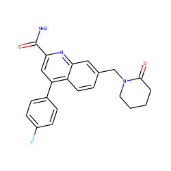 NC(=O)c1cc(-c2ccc(F)cc2)c2ccc(CN3CCCCC3=O)cc2n1 ZINC000205635013