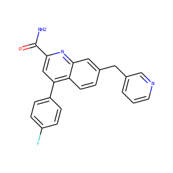 NC(=O)c1cc(-c2ccc(F)cc2)c2ccc(Cc3cccnc3)cc2n1 ZINC000221611615