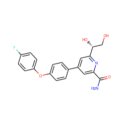 NC(=O)c1cc(-c2ccc(Oc3ccc(F)cc3)cc2)cc([C@H](O)CO)n1 ZINC000114591480