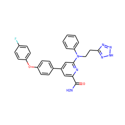 NC(=O)c1cc(-c2ccc(Oc3ccc(F)cc3)cc2)cc(N(CCc2nn[nH]n2)c2ccccc2)n1 ZINC000114592231
