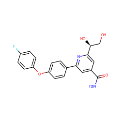 NC(=O)c1cc(-c2ccc(Oc3ccc(F)cc3)cc2)nc([C@@H](O)CO)c1 ZINC000114592851