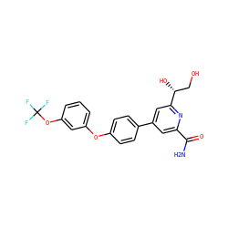 NC(=O)c1cc(-c2ccc(Oc3cccc(OC(F)(F)F)c3)cc2)cc([C@H](O)CO)n1 ZINC000114603762