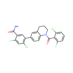 NC(=O)c1cc(-c2ccc3c(c2)CCCN3C(=O)c2c(F)cccc2Cl)c(Cl)cc1F ZINC000211281099