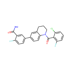 NC(=O)c1cc(-c2ccc3c(c2)CCCN3C(=O)c2c(F)cccc2Cl)ccc1F ZINC000211273108