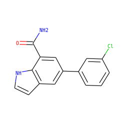 NC(=O)c1cc(-c2cccc(Cl)c2)cc2cc[nH]c12 ZINC000071330653