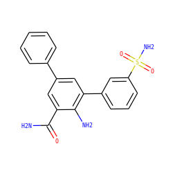 NC(=O)c1cc(-c2ccccc2)cc(-c2cccc(S(N)(=O)=O)c2)c1N ZINC000028703779