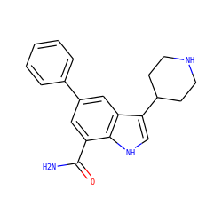 NC(=O)c1cc(-c2ccccc2)cc2c(C3CCNCC3)c[nH]c12 ZINC000071329911