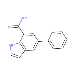 NC(=O)c1cc(-c2ccccc2)cc2cc[nH]c12 ZINC000038364164