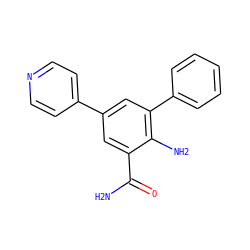 NC(=O)c1cc(-c2ccncc2)cc(-c2ccccc2)c1N ZINC000028703784