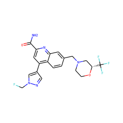 NC(=O)c1cc(-c2cnn(CF)c2)c2ccc(CN3CCO[C@@H](C(F)(F)F)C3)cc2n1 ZINC000221605791
