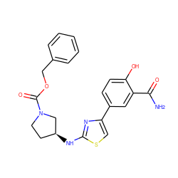 NC(=O)c1cc(-c2csc(N[C@H]3CCN(C(=O)OCc4ccccc4)C3)n2)ccc1O ZINC001772655129