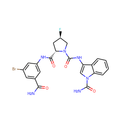 NC(=O)c1cc(Br)cc(NC(=O)[C@@H]2C[C@@H](F)CN2C(=O)Nc2cn(C(N)=O)c3ccccc23)c1 ZINC000148397244