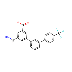 NC(=O)c1cc(C(=O)O)cc(-c2cccc(-c3ccc(C(F)(F)F)cc3)c2)c1 ZINC000014960623