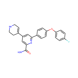 NC(=O)c1cc(C2=CCNCC2)cc(-c2ccc(Oc3ccc(F)cc3)cc2)n1 ZINC000203825332