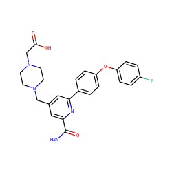 NC(=O)c1cc(CN2CCN(CC(=O)O)CC2)cc(-c2ccc(Oc3ccc(F)cc3)cc2)n1 ZINC000114592876