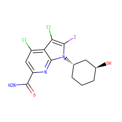NC(=O)c1cc(Cl)c2c(Cl)c(I)n([C@H]3CCC[C@H](O)C3)c2n1 ZINC001772644208