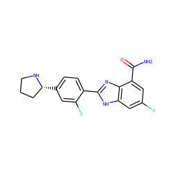 NC(=O)c1cc(F)cc2[nH]c(-c3ccc([C@@H]4CCCN4)cc3F)nc12 ZINC000049066638