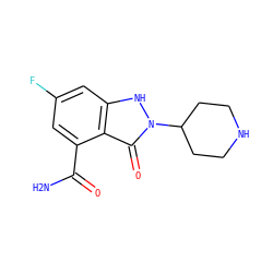 NC(=O)c1cc(F)cc2[nH]n(C3CCNCC3)c(=O)c12 ZINC000146719673