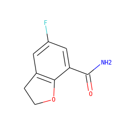NC(=O)c1cc(F)cc2c1OCC2 ZINC000169348792