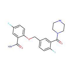 NC(=O)c1cc(F)ccc1OCc1ccc(F)c(C(=O)N2CCNCC2)c1 ZINC000040891849