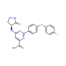 NC(=O)c1cc(N[C@H]2CCNC2=O)nc(-c2ccc(Oc3ccc(F)cc3)cc2)n1 ZINC000142503527