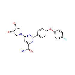 NC(=O)c1cc(N2C[C@@H](O)[C@H](O)C2)nc(-c2ccc(Oc3ccc(F)cc3)cc2)n1 ZINC000142464650