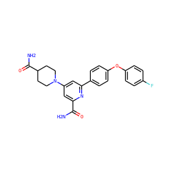 NC(=O)c1cc(N2CCC(C(N)=O)CC2)cc(-c2ccc(Oc3ccc(F)cc3)cc2)n1 ZINC000114592921