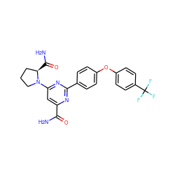 NC(=O)c1cc(N2CCC[C@H]2C(N)=O)nc(-c2ccc(Oc3ccc(C(F)(F)F)cc3)cc2)n1 ZINC000142340174