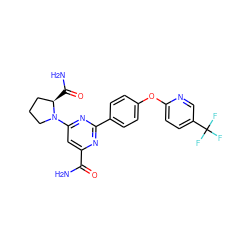 NC(=O)c1cc(N2CCC[C@H]2C(N)=O)nc(-c2ccc(Oc3ccc(C(F)(F)F)cn3)cc2)n1 ZINC000142419664