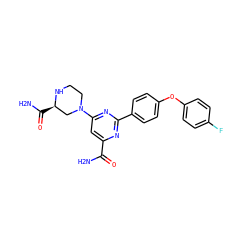 NC(=O)c1cc(N2CCN[C@H](C(N)=O)C2)nc(-c2ccc(Oc3ccc(F)cc3)cc2)n1 ZINC000142601518