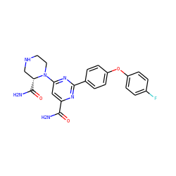 NC(=O)c1cc(N2CCNC[C@H]2C(N)=O)nc(-c2ccc(Oc3ccc(F)cc3)cc2)n1 ZINC000142363372