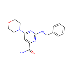 NC(=O)c1cc(N2CCOCC2)nc(NCc2ccccc2)n1 ZINC000095572651