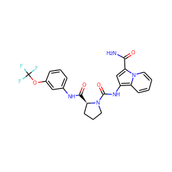 NC(=O)c1cc(NC(=O)N2CCC[C@H]2C(=O)Nc2cccc(OC(F)(F)F)c2)c2ccccn12 ZINC000148272516