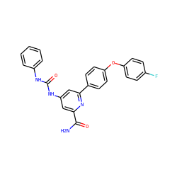NC(=O)c1cc(NC(=O)Nc2ccccc2)cc(-c2ccc(Oc3ccc(F)cc3)cc2)n1 ZINC000114592806