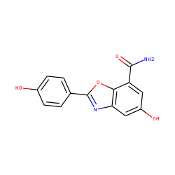 NC(=O)c1cc(O)cc2nc(-c3ccc(O)cc3)oc12 ZINC000000003445