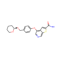 NC(=O)c1cc2c(Oc3ccc(CO[C@@H]4CCCCO4)cc3)cncc2s1 ZINC000013864442