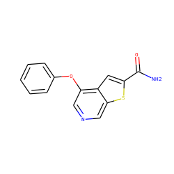 NC(=O)c1cc2c(Oc3ccccc3)cncc2s1 ZINC000013864396