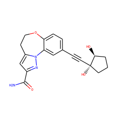 NC(=O)c1cc2n(n1)-c1cc(C#C[C@]3(O)CCC[C@@H]3O)ccc1OCC2 ZINC000219516628