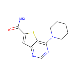 NC(=O)c1cc2ncnc(N3CCCCC3)c2s1 ZINC000095590319