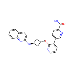 NC(=O)c1ccc(-c2cccnc2O[C@H]2C[C@H](Nc3ccc4ccccc4n3)C2)cn1 ZINC000146138052