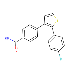 NC(=O)c1ccc(-c2ccsc2-c2ccc(F)cc2)cc1 ZINC000026259307