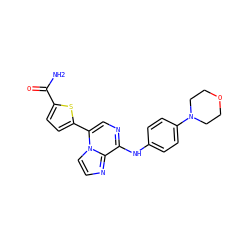 NC(=O)c1ccc(-c2cnc(Nc3ccc(N4CCOCC4)cc3)c3nccn23)s1 ZINC000073313085