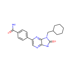 NC(=O)c1ccc(-c2cnc3[nH]c(=O)n(CC4CCCCC4)c3n2)cc1 ZINC000082155856