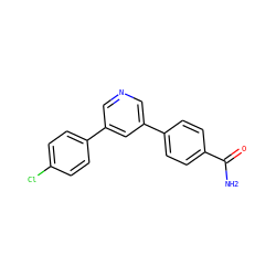 NC(=O)c1ccc(-c2cncc(-c3ccc(Cl)cc3)c2)cc1 ZINC000653702478