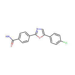 NC(=O)c1ccc(-c2ncc(-c3ccc(Cl)cc3)o2)cc1 ZINC000196200873