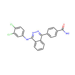 NC(=O)c1ccc(-c2nnc(Nc3ccc(Cl)c(Cl)c3)c3ccccc23)cc1 ZINC000017179814